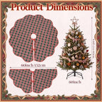 Junkin Green Red Plaid Quilted 60in Christmas Tree Skirt Tartan Tree Decor - Image 2