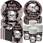 Pickmesh 250 Pcs Death to My 20s Party Decoration 30th Birthday Paper Plates Cups and Napkins Rip to My Twenties Birthday Party Tableware Set for Women Funeral Youth, 50 Guests by Pickmesh