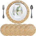 Small Round Placemats Set of 6, 11.8 Inch Water Hyacinth Woven Mats for Salad and Dessert Plates, Bistro Table, Kitchen Island and Bar Counter, Handwoven Wicker Boho Kitchen Decor (Not Charger Size) by SOKFARM