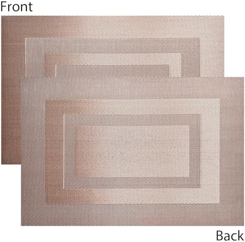 PIGCHCY Placemats Set of 12 Washable Durable Place Mats Vinyl Heat Resistant Non-Slip Table Mats Indoor Outdoor (18 x 12 inches, Champagne) - Image 3