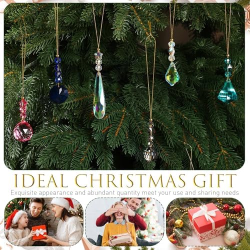 Landical 24 Pcs Crystal Christmas Ornaments Hanging,Mixed Color - Image 6