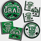 Gatherfun Graduation Party Supplies Dinnerware Set green Disposable dinner paper plates dessert paper plates and Napkins for Congrats Grad Party Decorations, Serve 50 - Image 3