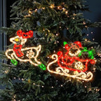 50L Lighted Christmas Sculpture,Including: Deer x1,Santa and Sleigh x1， for Holiday Indoor and Outdoor Wall Door Christmas Window Decorate - Image 5