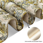 Vintage Table Runners 72" Beige Chenille Jacquard European Floral Pattern - Image 6