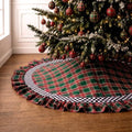 Blueweenly Christmas Tree Skirt, 48 Inch, Red Plaid with Ruffle Edge by Blueweenly
