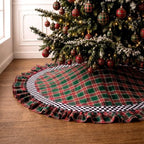 Blueweenly Christmas Tree Skirt, 48 Inch, Red Plaid with Ruffle Edge by Blueweenly