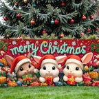 Bunnies Garage Door Banner 16x7 Ft - Rabbits in Santa Hats for 2 Car Garage Cute Decor - Image 5
