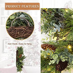 Pre Lit Christmas Wreath for Front Door Green Wreath Decorated with Pine Cones,Berry Clusters, Abundant Fit Branches 18” Lighted Christmas Wreaths for Windows Winter Wreath Hanging Wall Decor - Image 2