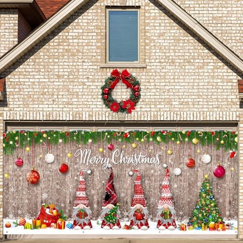 WovWeave Christmas Gnome Garage Door Cover, 7 x 16 ft Outdoor Banner - Image 4