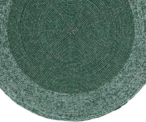 Lightnpro Handmade Beaded Placemats Set of 4 – 13 Inch Round Green Charger Mats | Handcrafted Artisan Table Accessories, Elegant Decorative Dining Table Décor for Weddings, Holidays & Parties - Image 3