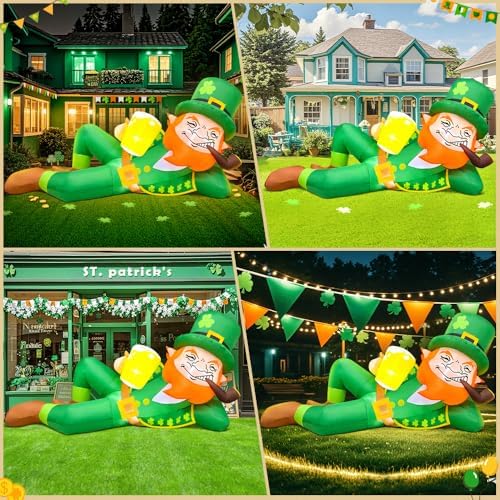 KOOY 6FT St Patricks Day Inflatables Outdoor Decorations Leprechaun Inflatable St Patricks Day Blow up Yard Decorations with Lights St Patricks Decorations for Holiday Party Irish Decor - Image 2