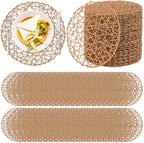 Threehoney Paper Braided Round Placemats, Set of 100, Brown, 13 in by Threehoney