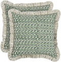 Ridhi Block Print Basil Green Throw Pillow Cover 24" x 24" (Pack of 2) Decorative Cushion Covers with Ruffle for Couch, Sofa, Bed, Living Room, Home Decor Gift for Spring, Easter, Valentine by Ridhi