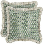 Ridhi Block Print Basil Green Throw Pillow Cover 24" x 24" (Pack of 2) Decorative Cushion Covers with Ruffle for Couch, Sofa, Bed, Living Room, Home Decor Gift for Spring, Easter, Valentine by Ridhi