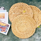 BARIEN Woven Placemats Round Set of 10, Natural Water Hyacinth Weave Placemat for Dining Table, Large Handmade Woven Placemats Heat Resistant Non-Slip (15") - Image 2
