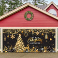 Tiamon Christmas Garage Door Cover Banner 7x16 ft Outdoor Xmas, Black Gold by Tiamon