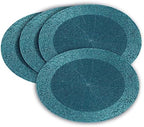 Lightnpro Handmade Beaded Placemats Set of 4 – 13 Inch Round Teal Charger Mats | Handcrafted Artisan Table Accessories, Elegant Farmhouse Dining Table Décor for Holiday Gatherings & Special Occasions - Image 4