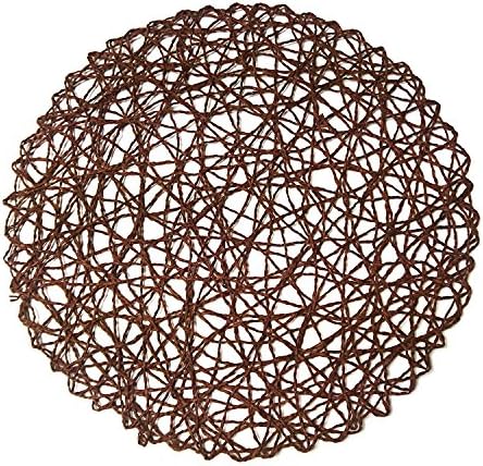 wellhouse Round Paper Fiber Woven Place Mats Decorative Placemat Braided Natural Mat Holidays Parties Decor 15" Set of 12 (Coffee) by wellhouse