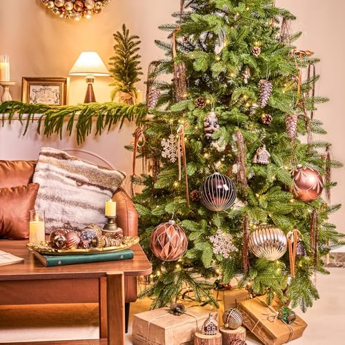 JORNOY Christmas Balls Ornaments Set, 6 inch/150mm Extra Large Shatterproof Plastic Hanging Bulbs for Xmas Tree Decorations Holiday Party with String, 4 Pack-Brown - Image 4