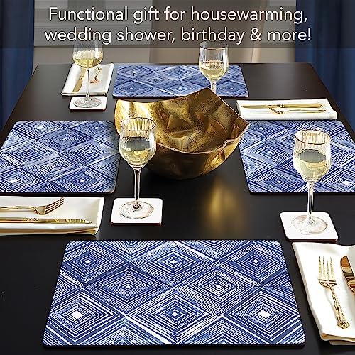 CounterArt Indigo Diamond Boxed Set of 4 Premium Hardboard Placemats - Image 2
