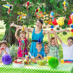 18 Pcs Jungle Party Decorations Back to School Classroom Rainforest Safari Tropical Hanging Birds Parrot Honeycomb Paper Cutouts Jungle Artificial Ivy Vines Garland for Hawaiian Luau Safari Decor - Image 4