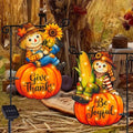 Thanksgiving Garden Flag, Scarecrow Boy & Girl Shape, 12x18 In by FLAGMESAGE