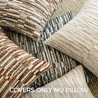 a moment Boho Striped Decorative Throw Pillow Covers 24"X24" Set of 2,Beige - Image 5