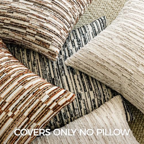 a moment Boho Striped Decorative Throw Pillow Covers 24"X24" Set of 2,Beige - Image 5