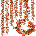 6 Pack Artificial Fall Garland for Mantle, 6.2 Long Fall Mums Flowers Garland with Orange Leaves for Wedding Thanksgiving Arch Indoor Outdoor Harvest Wall Decoration by Aartner