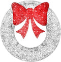 Best Choice Products 60in Pre-Lit Outdoor Christmas Wreath Decoration, LED Metal Holiday Decor for Home Exterior, Garden w/ 206 Lights, Bow - Silver/Red by BestChoiceProducts