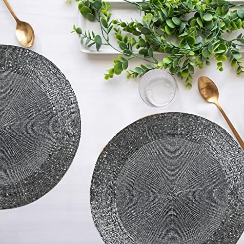 Lightnpro Handmade Beaded Placemats Set of 4 – 13 Inch Round Mercury Silver, Handcrafted Artisan Table Accessories, Elegant Farmhouse Dining Table Décor for Special Occasions & Gatherings - Image 6