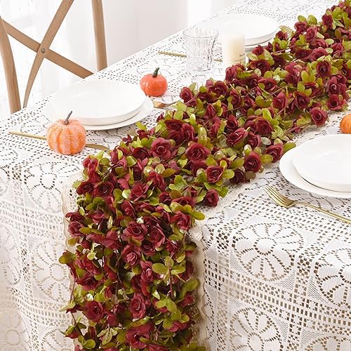 BLEUM CADE 12Pcs 16.4Ft Fake Flower Garland Artificial Rose Vines - Image 4