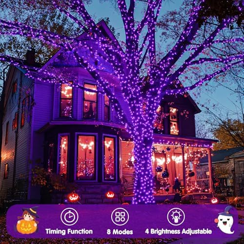 JMEXSUSS 400 LED Purple Halloween Lights Outdoor, Purple String Lights - Image 4