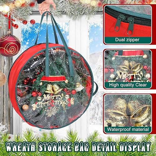 Shappy 20 Pcs Wreath Storage Bag Container with Clear Window,24inch - Image 4