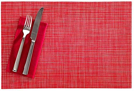 Restaurantware Red Vinyl Woven Placemat, 16 x 12 in, 6 Pack by Restaurantware