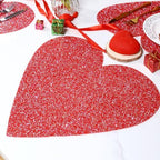 15" Red Heart Placemat Rhinestone Sparkly Table Mat - Image 6