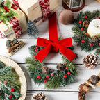 Knitgrip 18 Pcs Mini Christmas Kitchen Wreath with Red Bow Pine Cone Decor - Image 3