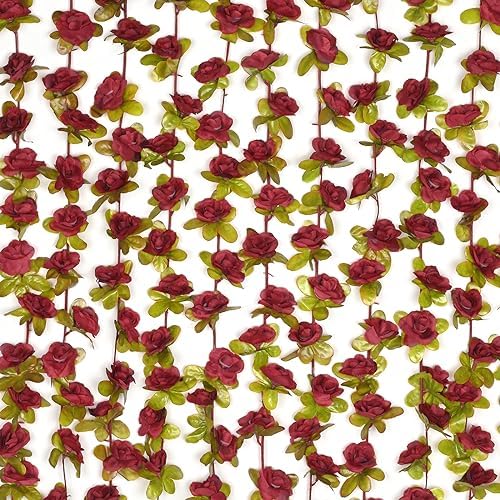 BLEUM CADE 12Pcs 16.4Ft Fake Flower Garland Artificial Rose Vines by BLEUMCADE