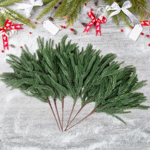 Rowfad 24 Pcs Artificial Norfolk Pine Branches Faux Christmas Stems (24) - Image 4