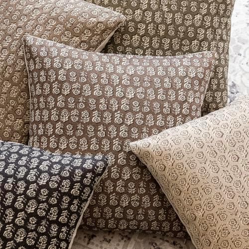 Foindtower Decorative Floral Print Throw Pillow Covers 24×24 Inch,Brown - Image 6