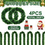 4 Pack Christmas Garland Green 262 ft Artificial Pine - Image 2