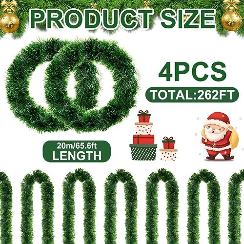 4 Pack Christmas Garland Green 262 ft Artificial Pine - Image 2