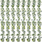 8 Pack Artificial Eucalyptus Garland Fake Greenery Garland Plant Vines Hanging Eucalyptus Leaves for Wedding Backdrop Arch Wall Decor Outdoor Table Centerpieces by YOUNGLEAVES