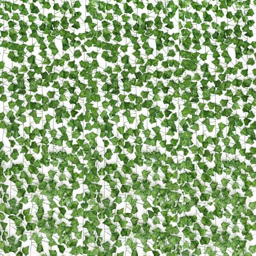 CEWOR 72 Pack 474ft Fake Vines with Leaves for Bedroom Artificial Ivy Garland Fake Ivy Leaves Artificial Greenery Garlands Hanging Vines for Room Decor Wedding Wall Indoor Outdoor Decoration by CEWOR