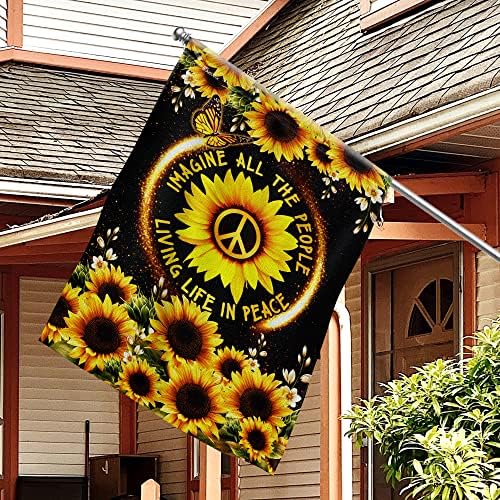 FLAGWIX Sunflower Hippie Peace Flag, 30x40 House Flag - Image 2