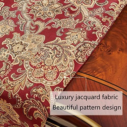 Luxury Vintage Design Table Runner 90 inches Long Embroidery Jacquard Fabric with Multi-Tassels Table Runners for Dining Room Dresser Christmas Thanksgiving Party Decorations (Red, 12X90inch) - Image 5