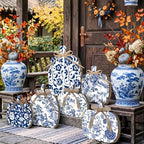 Moucuny Set of 6 Outdoor Fall Decoration for Porch Home, Porcelain Pumpkin - Image 6