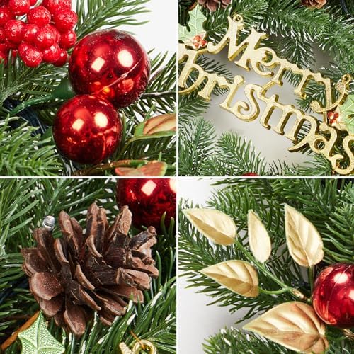 Garvee 18 in Prelit Christmas Wreaths for Front Door, Battery Operated - Image 4