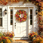 Fall Wreaths for Front Door 24" Harvest Thanksgiving Wreath with Pumpkins - Image 5