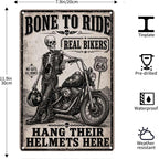 Vintage Metal Tin Sign Halloween Skeleton Biker Motorcycle Retro Wall Decor for Garage Man Cave 8×12 Inches with Metal Frame - Image 7